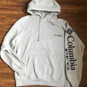 Columbia PFG Gray Blue Hoodie Sweatshirt Cotton M